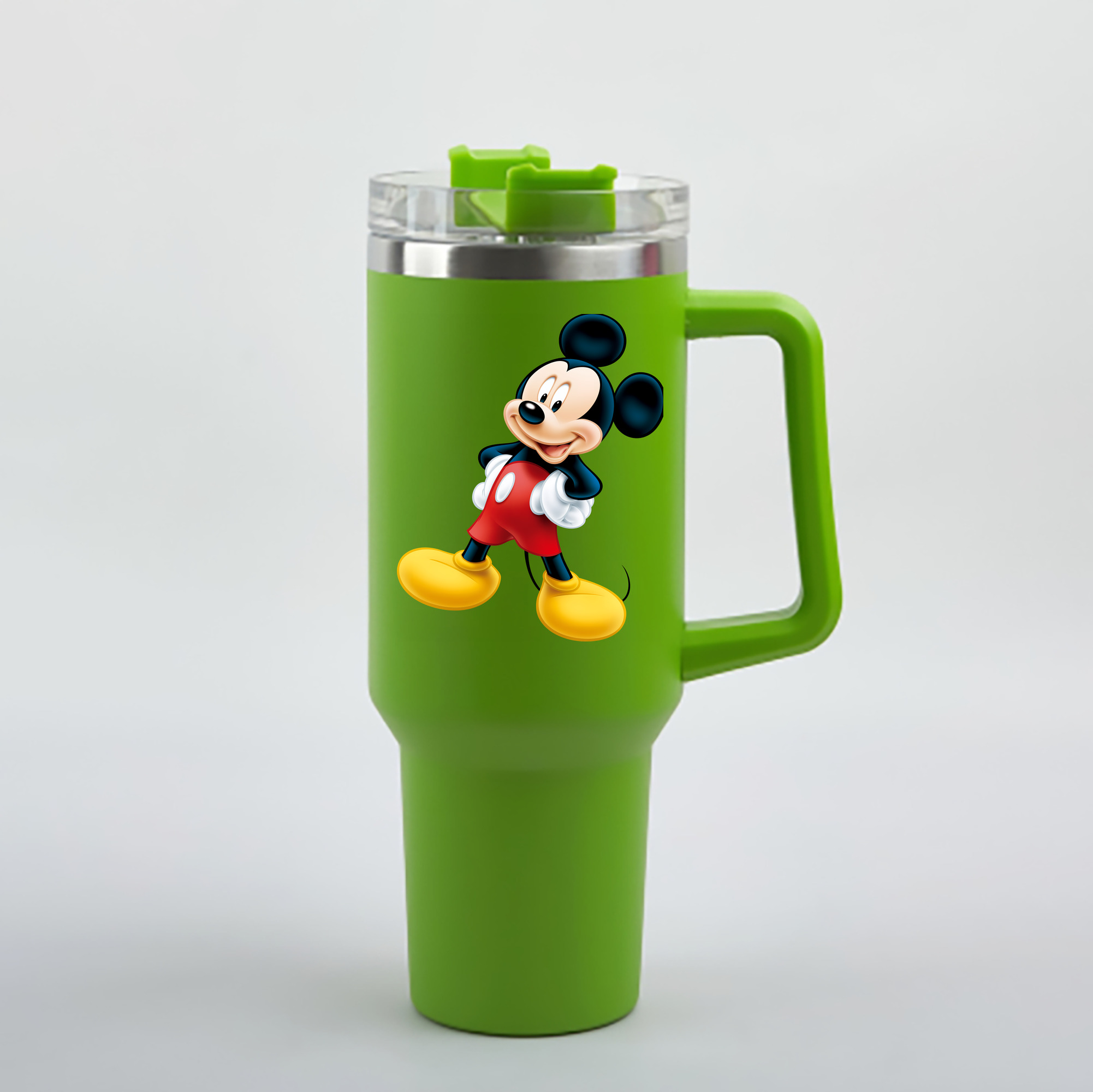 （画像用） ミッキーマウス Mickey Mouse 1200mL車用タンブラー - クリスタルステッカー（プラスチックストロー付き）